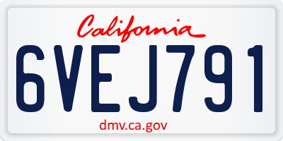 CA license plate 6VEJ791