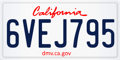 CA license plate 6VEJ795
