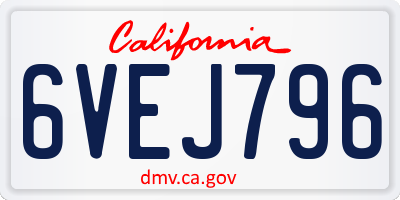 CA license plate 6VEJ796