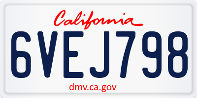 CA license plate 6VEJ798