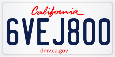 CA license plate 6VEJ800