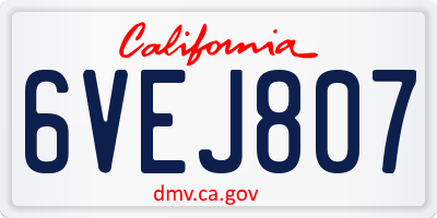 CA license plate 6VEJ807