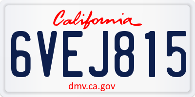CA license plate 6VEJ815