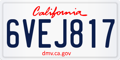 CA license plate 6VEJ817