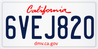 CA license plate 6VEJ820