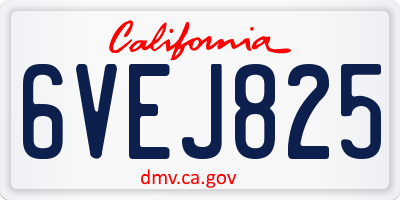 CA license plate 6VEJ825