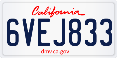 CA license plate 6VEJ833
