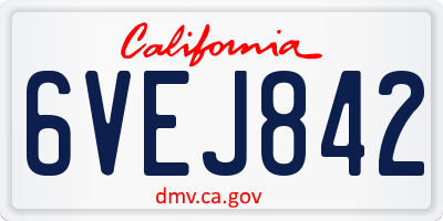 CA license plate 6VEJ842