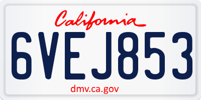 CA license plate 6VEJ853