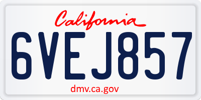 CA license plate 6VEJ857