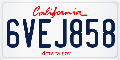 CA license plate 6VEJ858