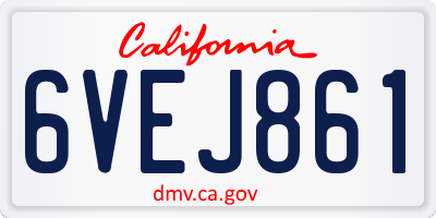CA license plate 6VEJ861
