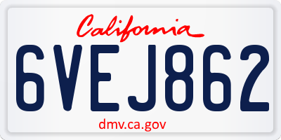 CA license plate 6VEJ862