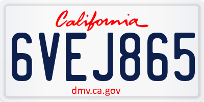 CA license plate 6VEJ865