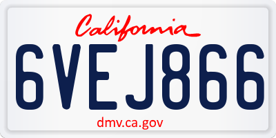 CA license plate 6VEJ866