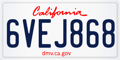 CA license plate 6VEJ868