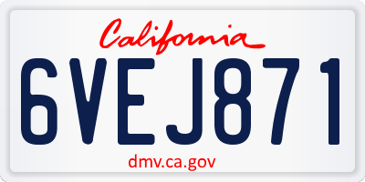 CA license plate 6VEJ871