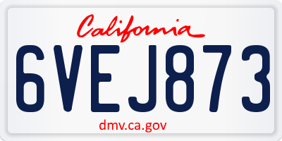CA license plate 6VEJ873