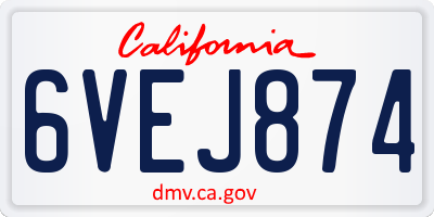 CA license plate 6VEJ874