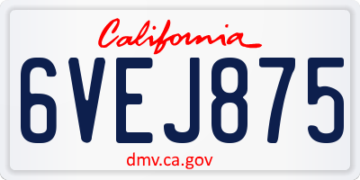 CA license plate 6VEJ875