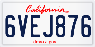CA license plate 6VEJ876