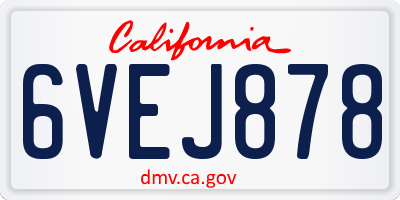 CA license plate 6VEJ878