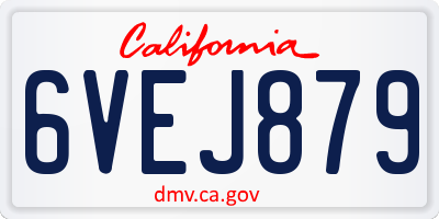 CA license plate 6VEJ879