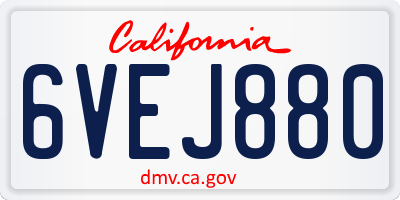 CA license plate 6VEJ880