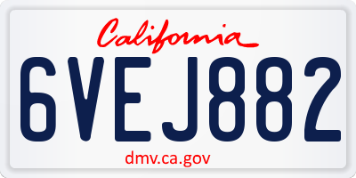 CA license plate 6VEJ882
