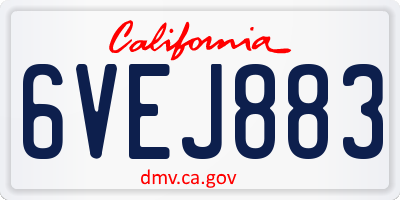 CA license plate 6VEJ883