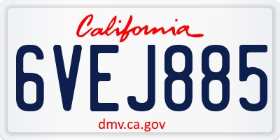 CA license plate 6VEJ885