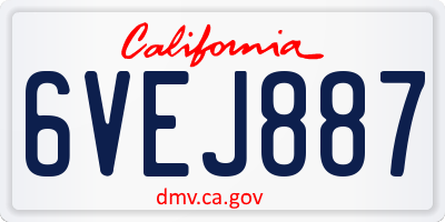 CA license plate 6VEJ887
