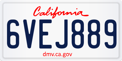 CA license plate 6VEJ889