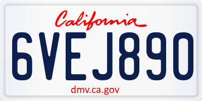 CA license plate 6VEJ890