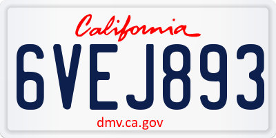 CA license plate 6VEJ893