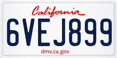 CA license plate 6VEJ899