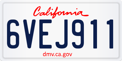 CA license plate 6VEJ911