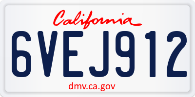 CA license plate 6VEJ912