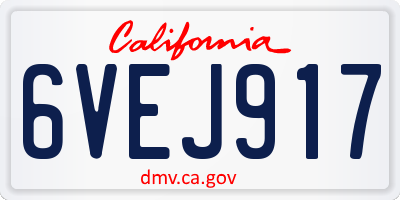 CA license plate 6VEJ917