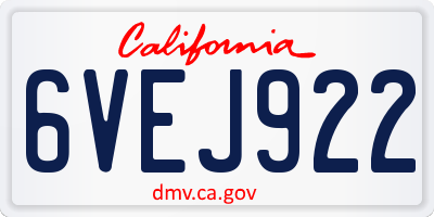 CA license plate 6VEJ922