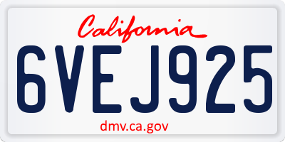 CA license plate 6VEJ925