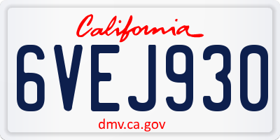 CA license plate 6VEJ930