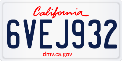 CA license plate 6VEJ932