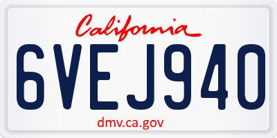 CA license plate 6VEJ940