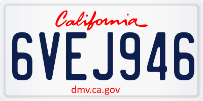 CA license plate 6VEJ946