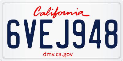 CA license plate 6VEJ948