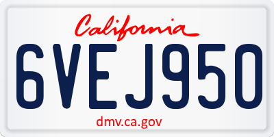 CA license plate 6VEJ950