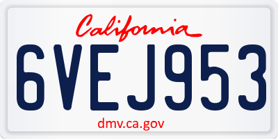 CA license plate 6VEJ953