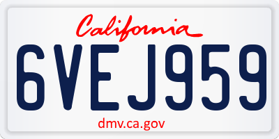 CA license plate 6VEJ959