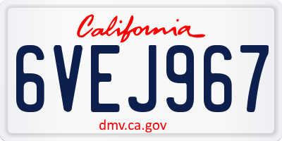 CA license plate 6VEJ967